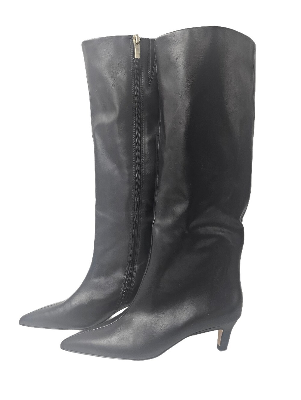 NORDSTROM Dauphine Black Pointed Toe Kitten Heel Knee High Boots 5M Nordstrom